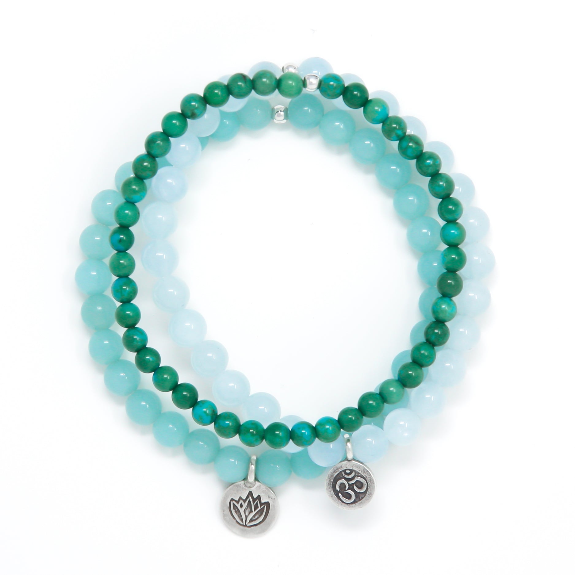 Turquoise, Aquamarine and Amazonite Healing Bracelet Set, modern yoga jewelry